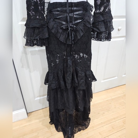 ~SOLD~ Dolls Kill Current Mood Witchy The Rumors Black Lace Cut Out Maxi Dress S - Picture 7 of 14